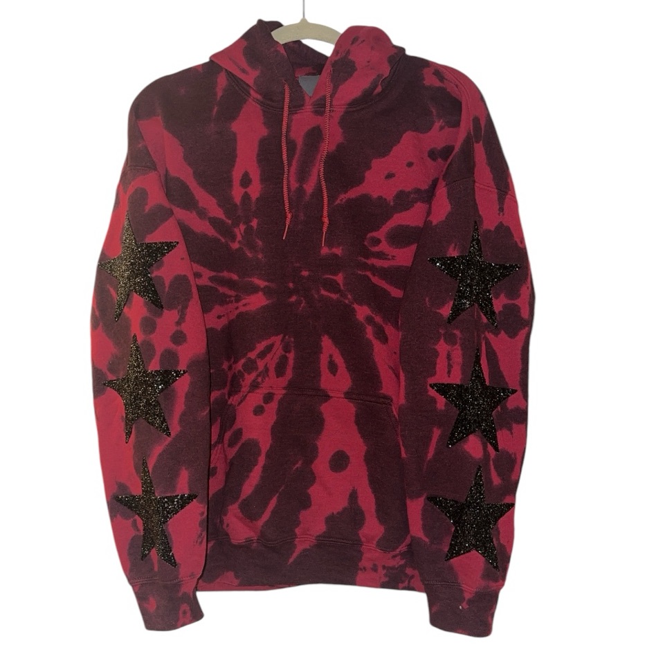 Carmar Red And Black Tie Dye Star Patch Hoodie Small